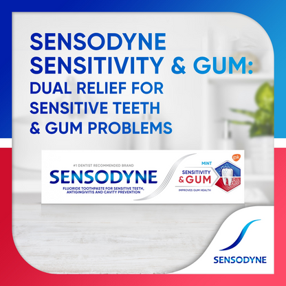 Sensodyne Sensitivity & Gum Toothpaste — Mint, for Sensitive Teeth + Antigingivitis Gum Care, Stannous Fluoride Formula (3.4 oz / 96.4 g)