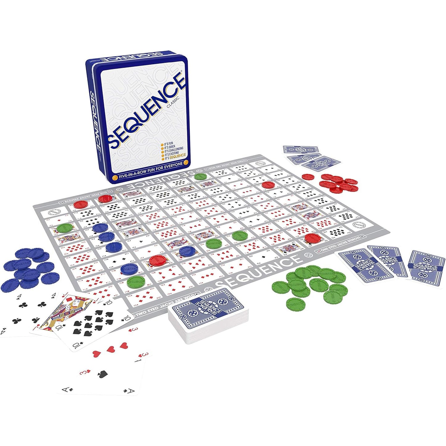 Sequence in a Tin — Five-in-a-Row Family Board Game