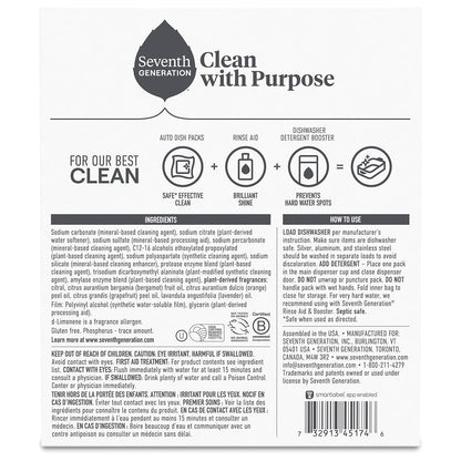 Seventh Generation Power Plus Dishwasher Detergent Packs Fresh Citrus - 40 Count