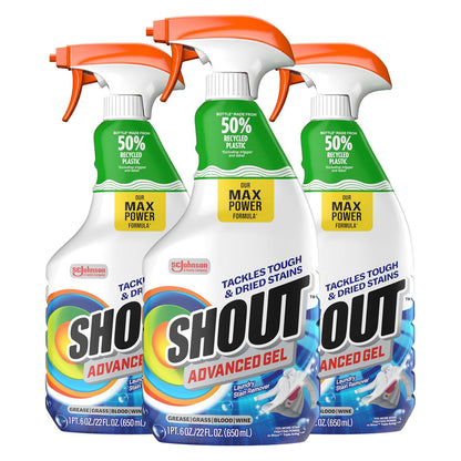 SHOUT Dried-in and Tough Stains Spray - 22 fl oz (651mL) × 3 Bottles