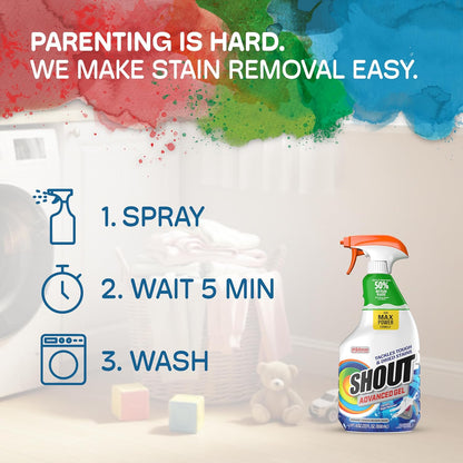 SHOUT Dried-in and Tough Stains Spray - 22 fl oz (651mL) × 3 Bottles