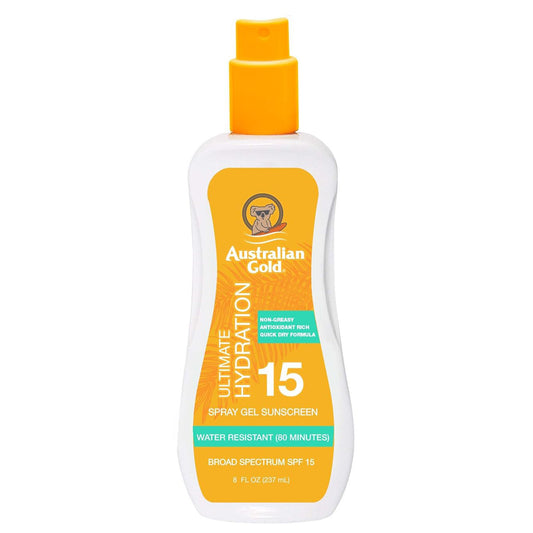 Australian Gold Spray Gel Sunscreen — Moisturize & Hydrate (SPF 15 / 30 / 30 C Spray) - 8 fl oz