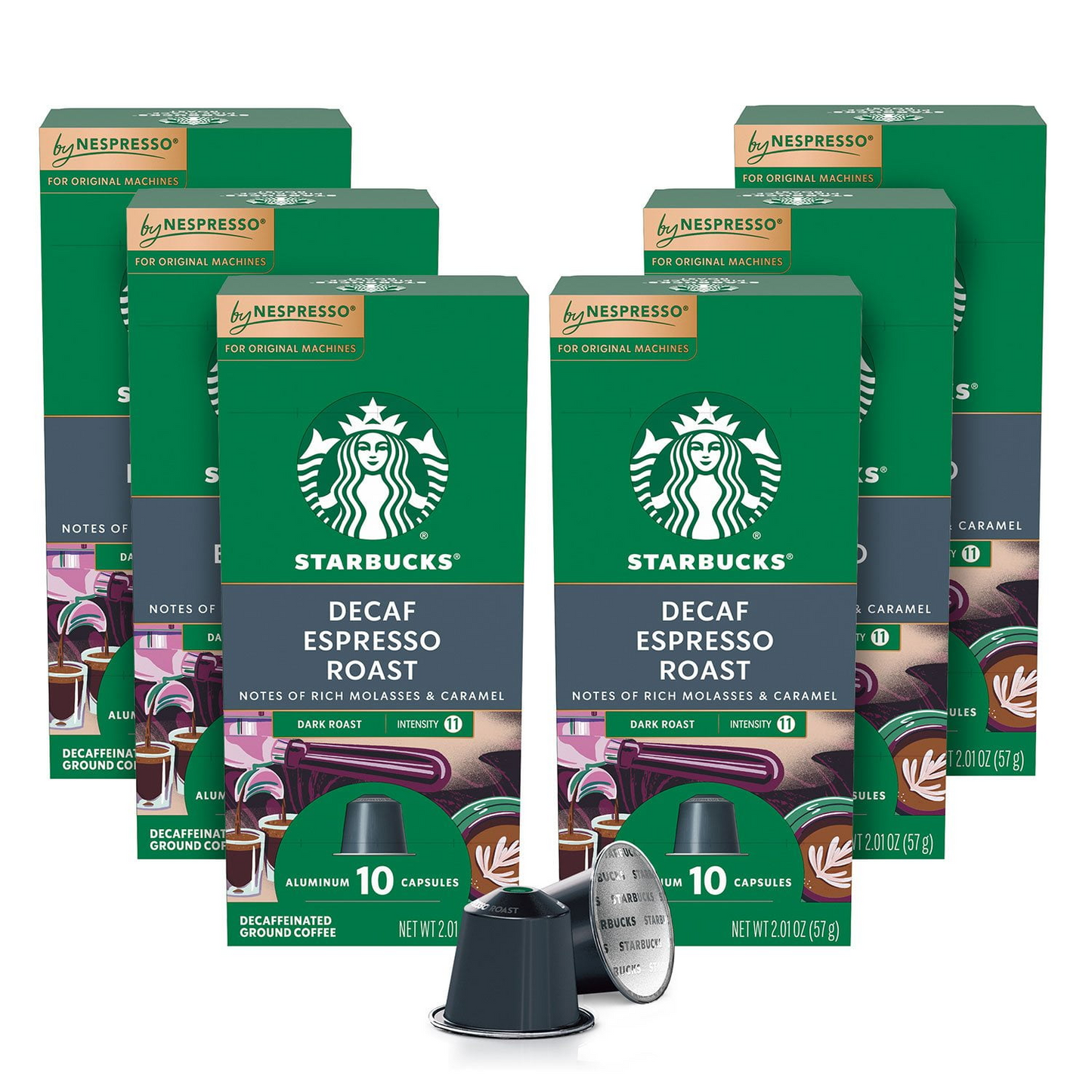 Starbucks by Nespresso Decaf Dark Roast Espresso Capsules (Nespresso Original) - 60 ct