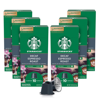 Starbucks by Nespresso Decaf Dark Roast Espresso Capsules (Nespresso Original) - 60 ct