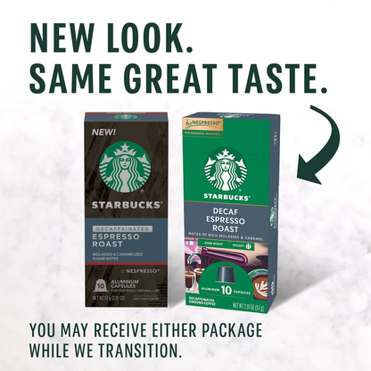 Starbucks by Nespresso Decaf Dark Roast Espresso Capsules (Nespresso Original) - 60 ct