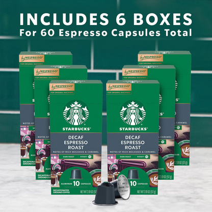 Starbucks by Nespresso Decaf Dark Roast Espresso Capsules (Nespresso Original) - 60 ct