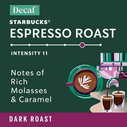 Starbucks by Nespresso Decaf Dark Roast Espresso Capsules (Nespresso Original) - 60 ct