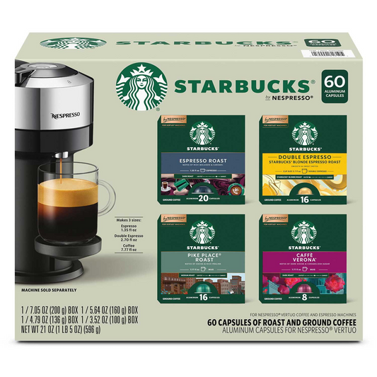 Starbucks 스타벅스 바이 네스프레소 버츄오 버라이어티 팩 캡슐 (네스프레소 버츄오) - 60개입