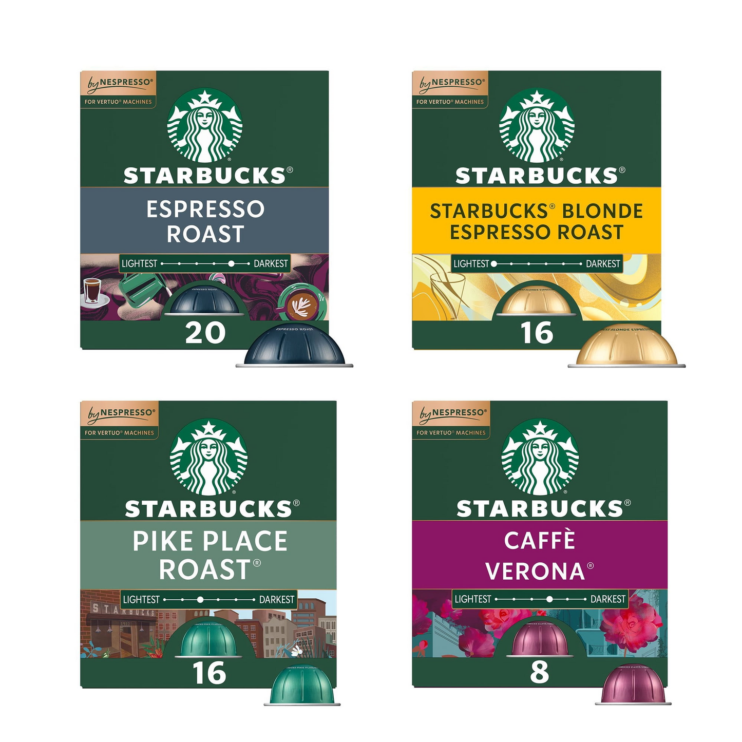 Starbucks 스타벅스 바이 네스프레소 버츄오 버라이어티 팩 캡슐 (네스프레소 버츄오) - 60개입