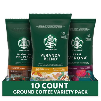 Starbucks Variety Pack Ground Coffee - 2.5 oz (71g) x 10 Packets