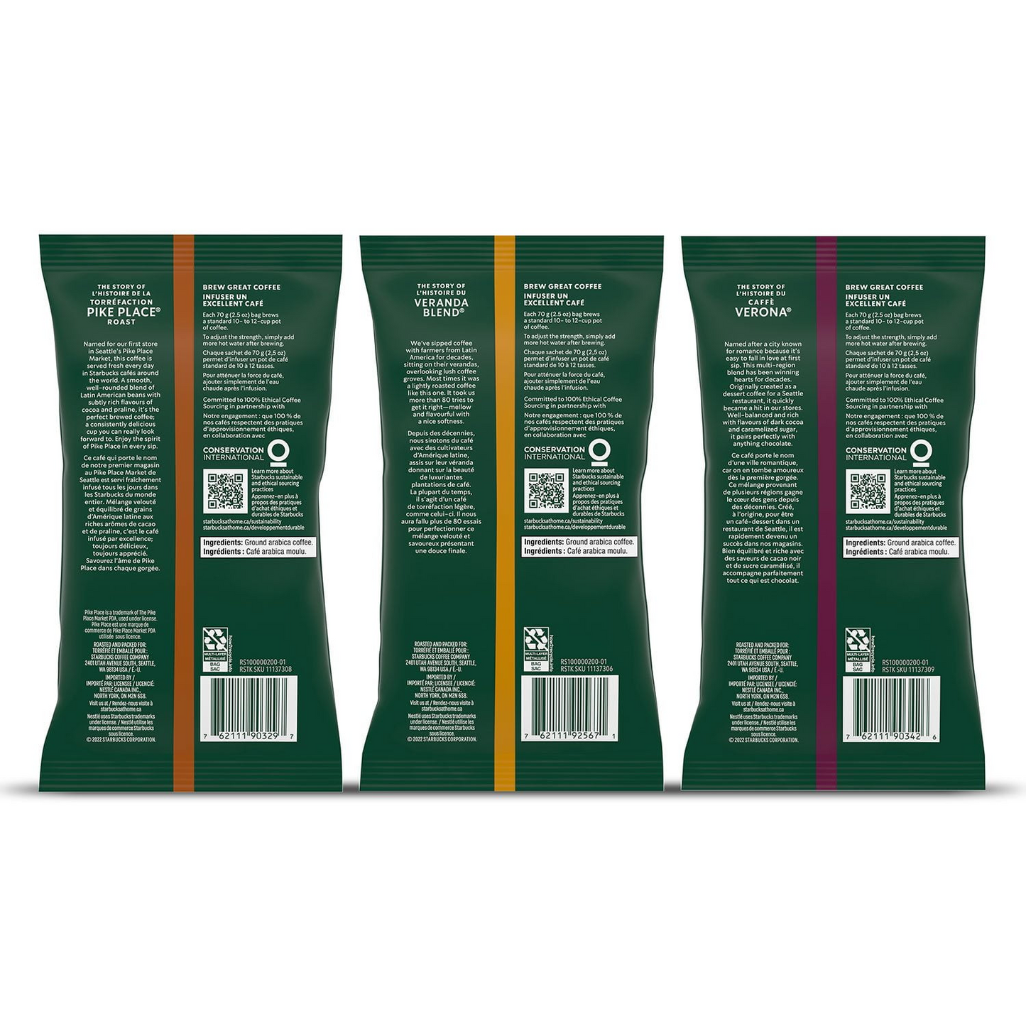 Starbucks Variety Pack Ground Coffee - 2.5 oz (71g) x 10 Packets