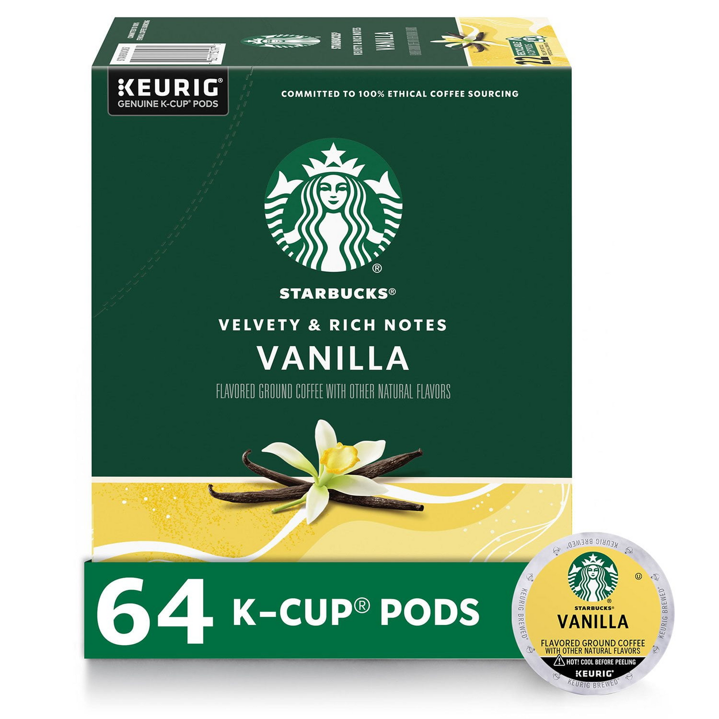 Starbucks Vanilla Flavored Light Roast Pods (K-Cup) - 64 ct