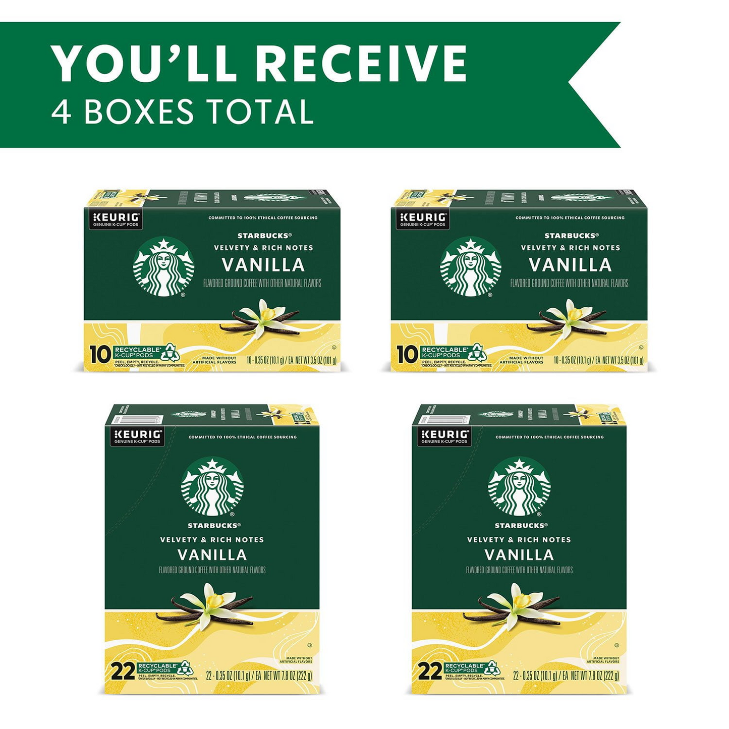 Starbucks Vanilla Flavored Light Roast Pods (K-Cup) - 64 ct