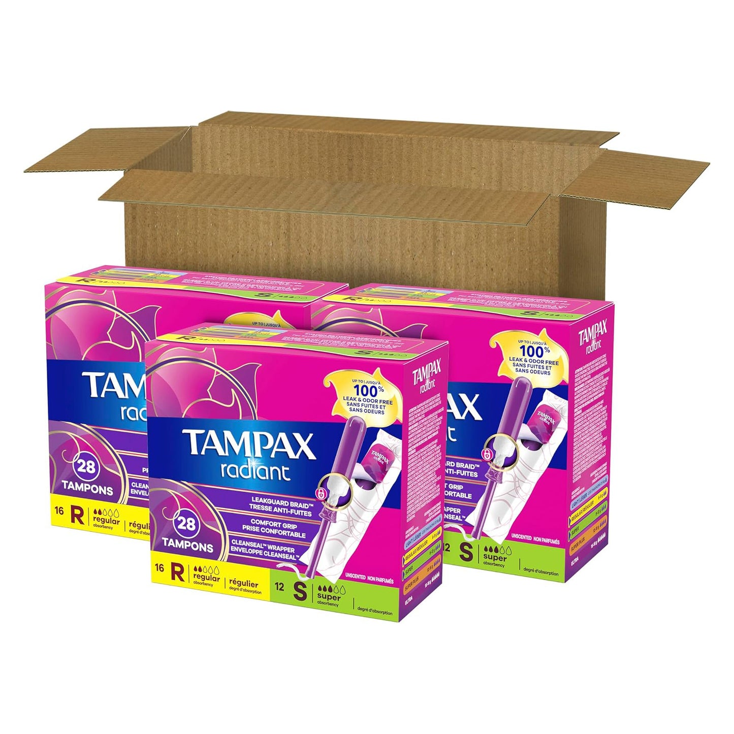 Tampax 탐팩스 라디언트 탐폰 - 레귤러 & 슈퍼 - 무향 - 84개입