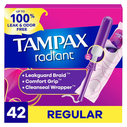 Tampax 탐팩스 라디언트 탐폰 - 레귤러 - 무향 - 42개입