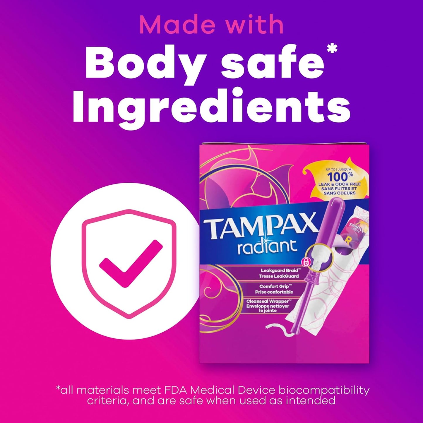Tampax 탐팩스 라디언트 탐폰 - 슈퍼 - 무향 - 42개입