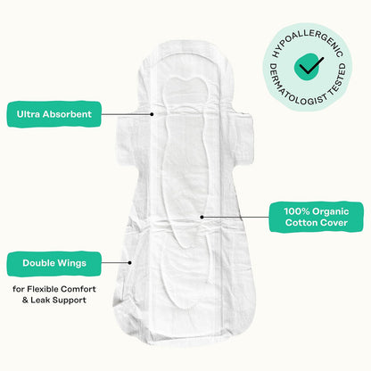 The Honey Pot Company Cooling Herbal Pads with Wings - Heavy Flow Overnight - Herbal Cooling - 16 Count