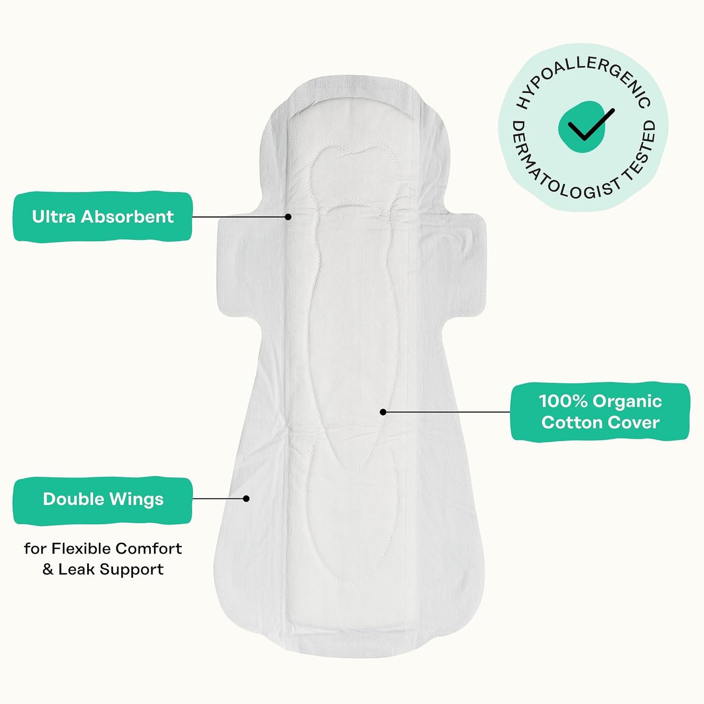 The Honey Pot Company Cooling Herbal Pads with Wings - Overnight - Herbal Cooling - 48 Count