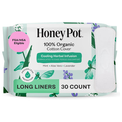 The Honey Pot Company Cooling Herbal Panty Liners - Long - 30 Count