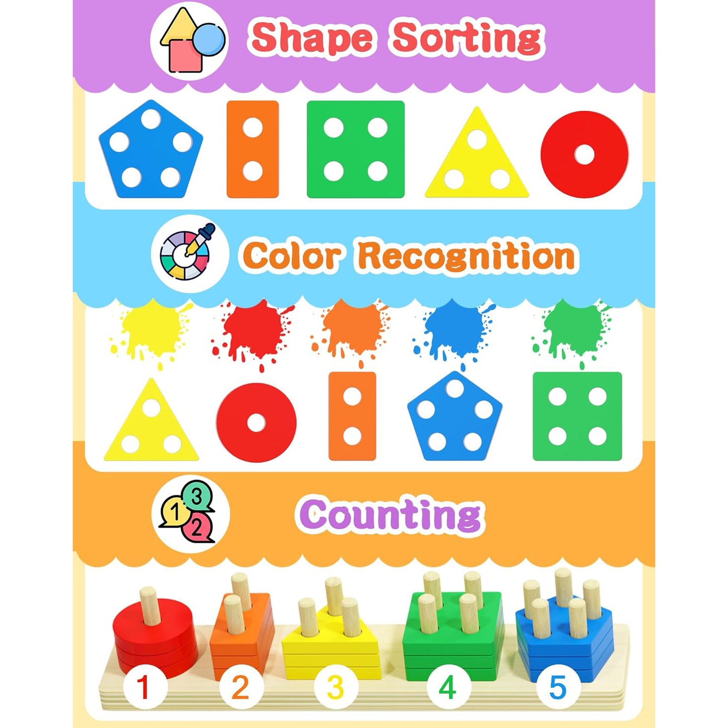 Tonberless Montessori Toddler Toy Set — Sensory Activity for Ages 1-3