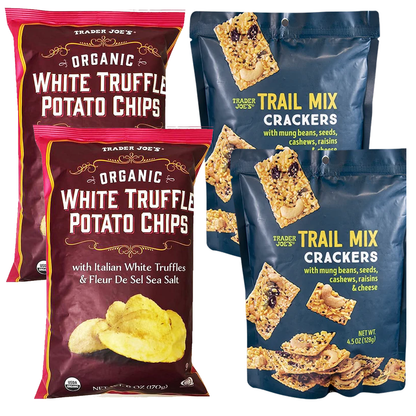 Trader Joe's 트레이더 조 화이트 트러플 감자칩 + 트레일 믹스 크래커 번들 인기 스낵 두 종 한 번에