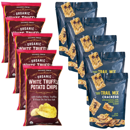 Trader Joe's 트레이더 조 화이트 트러플 감자칩 + 트레일 믹스 크래커 번들 인기 스낵 두 종 한 번에