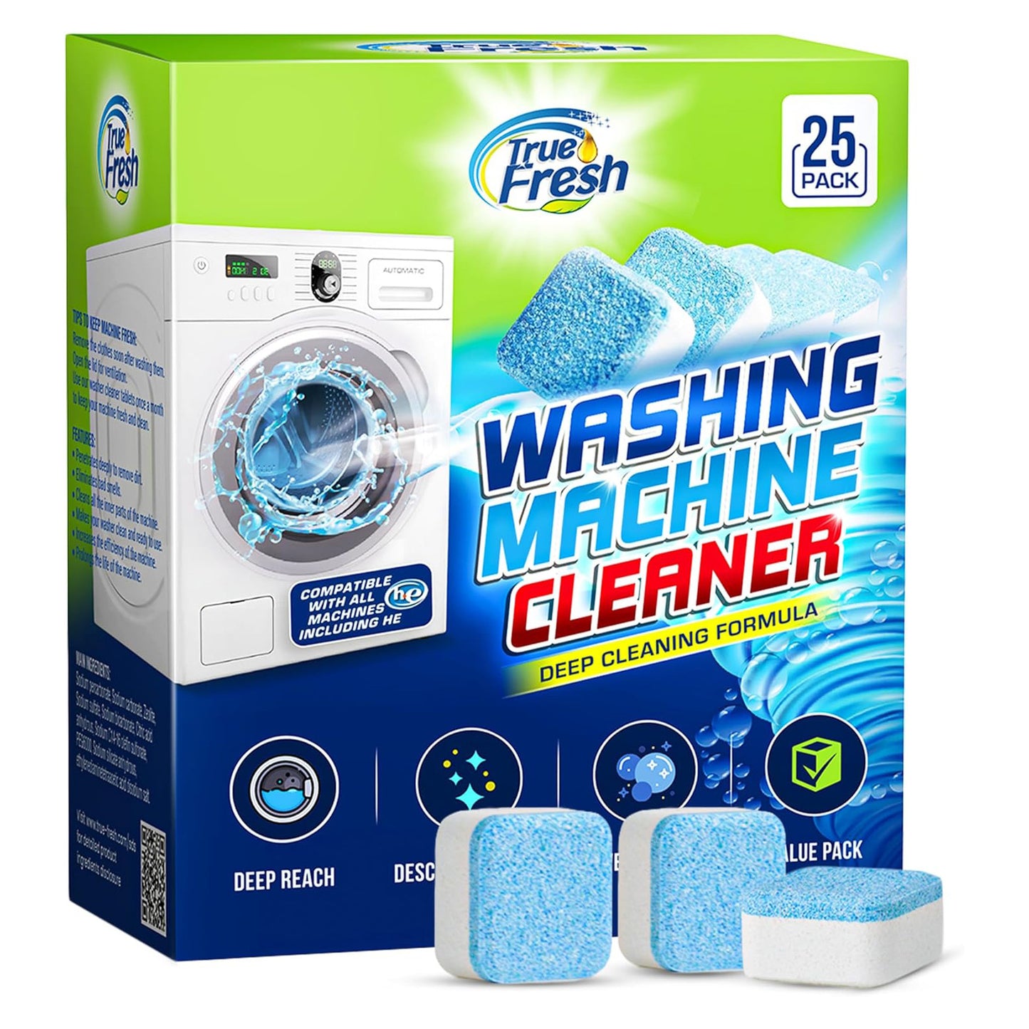 True Fresh Washing Machine Cleaner Tablets - 25 Tablets