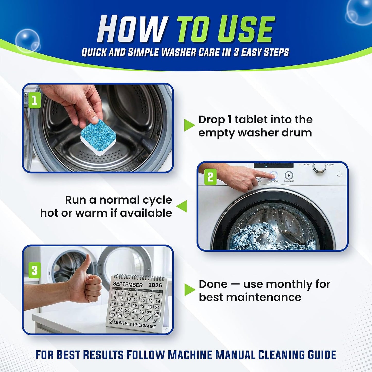 True Fresh Washing Machine Cleaner Tablets - 25 Tablets