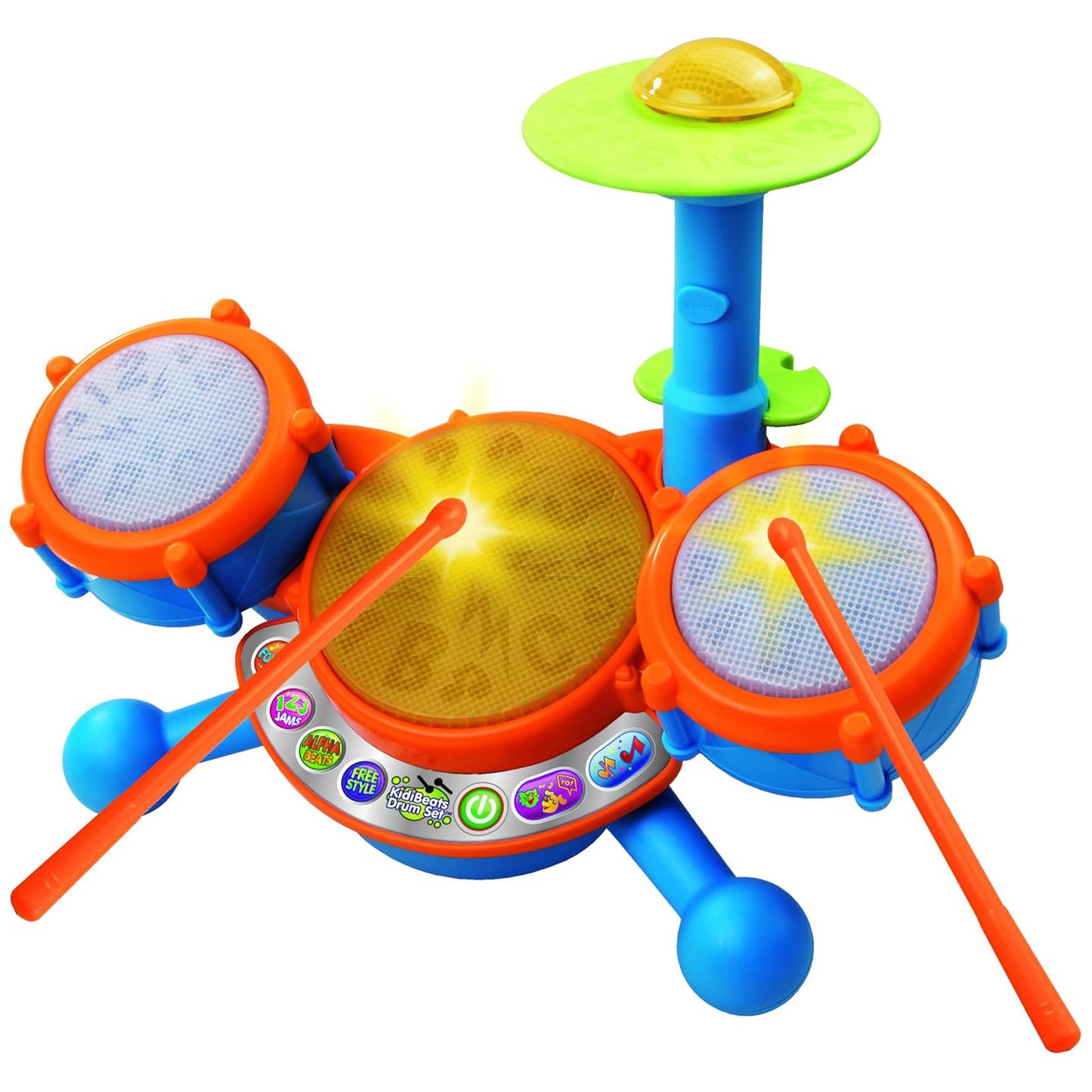 VTech 브이텍 키디비츠 어린이 드럼 세트 라이트업 전자 드럼 9가지 멜로디·4가지 학습 모드 (2-5세)