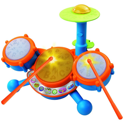 VTech 브이텍 키디비츠 어린이 드럼 세트 라이트업 전자 드럼 9가지 멜로디·4가지 학습 모드 (2-5세)