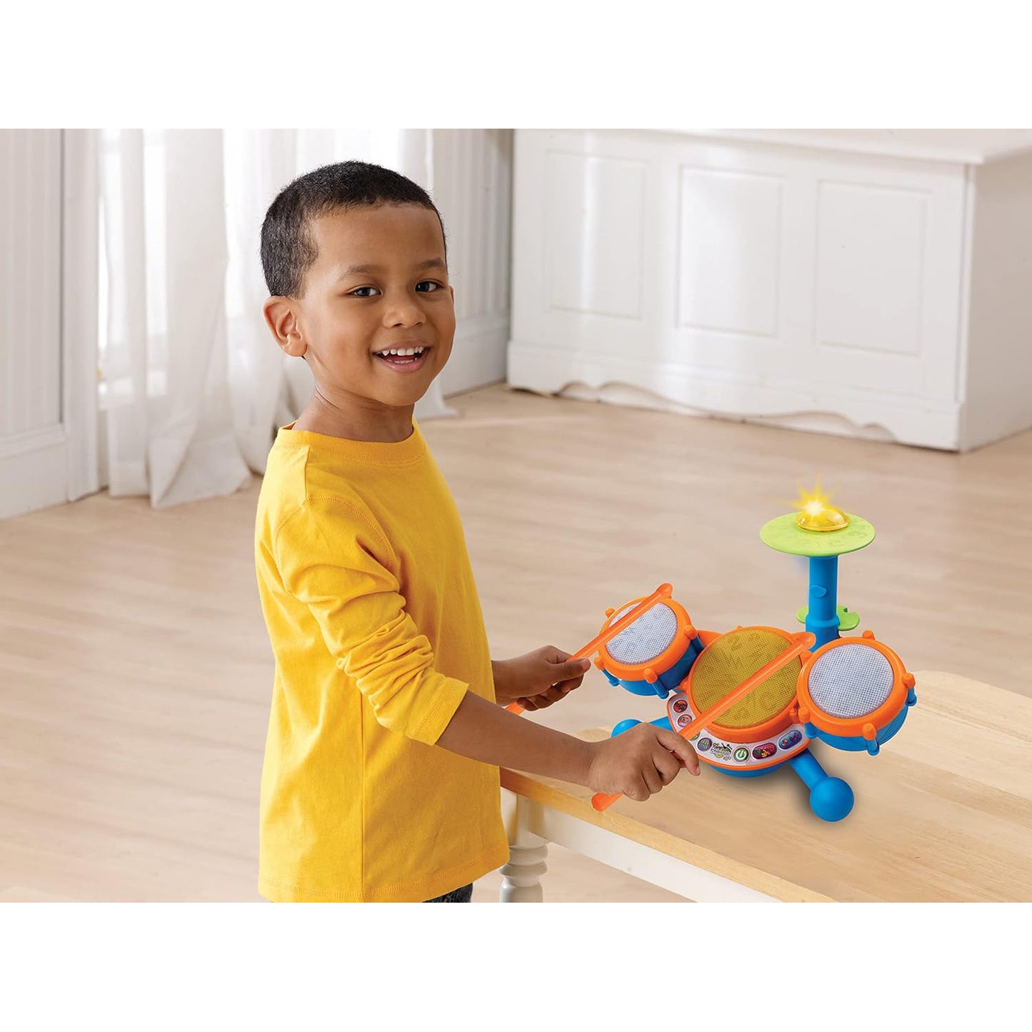 VTech 브이텍 키디비츠 어린이 드럼 세트 라이트업 전자 드럼 9가지 멜로디·4가지 학습 모드 (2-5세)