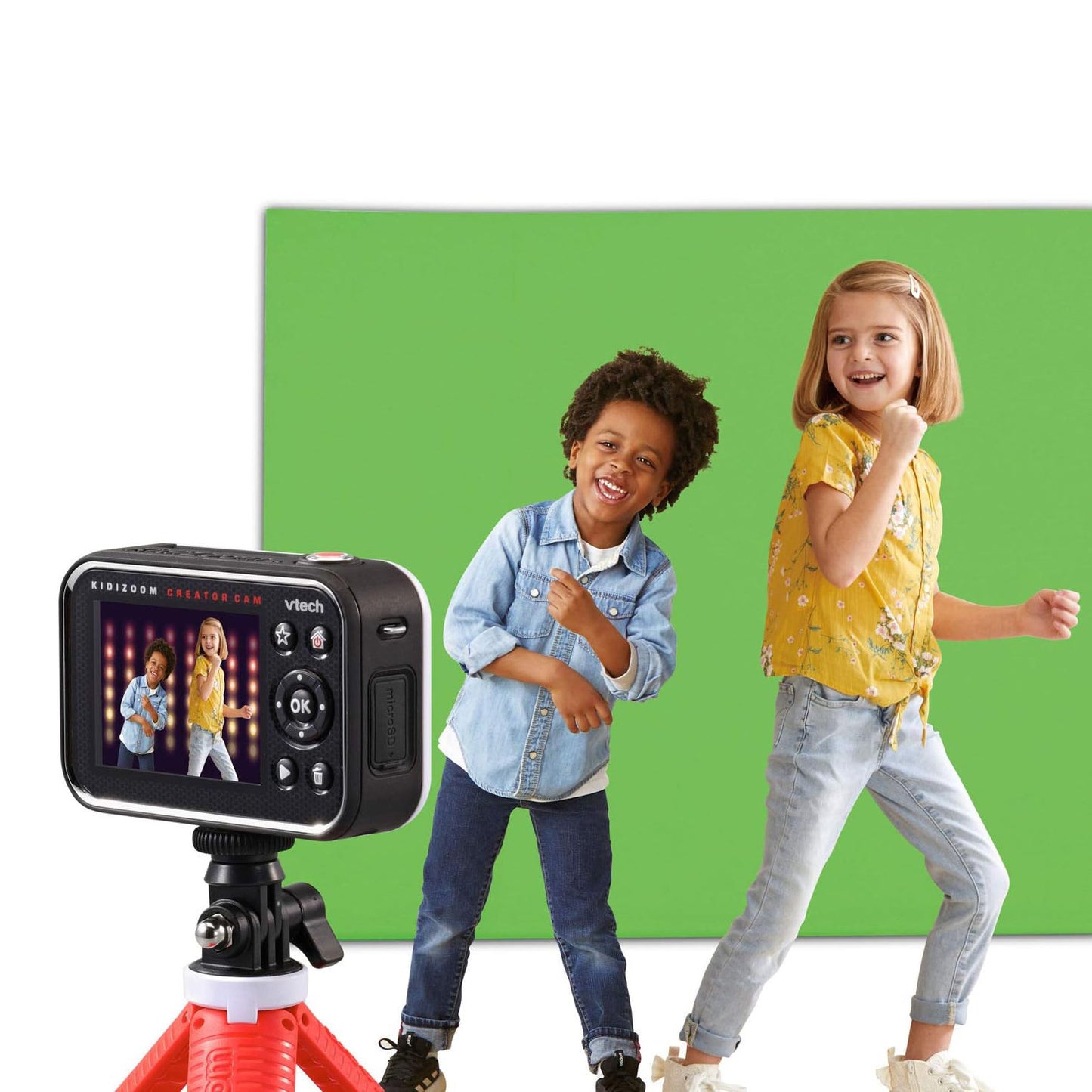 VTech 브이텍 키디줌 크리에이터 캠 HD 동영상 카메라 그린 스크린·이펙트·삼각대 (5-12세)