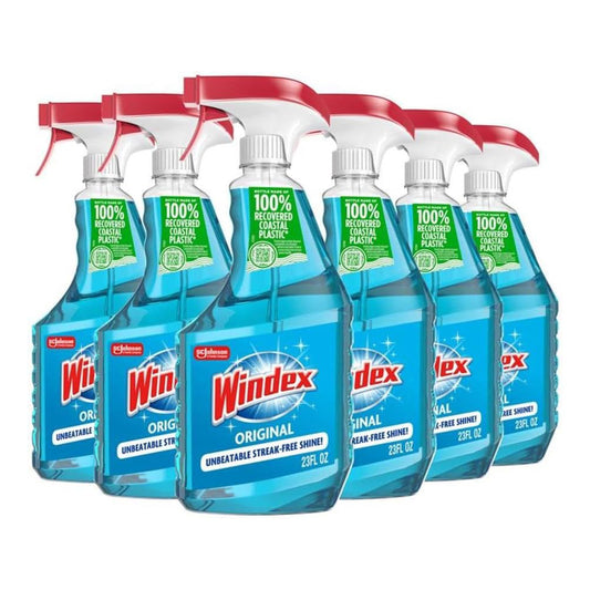Windex Glass and Window Cleaner Spray Bottle - Original - 23 fl oz (680mL) × 6 Bottles