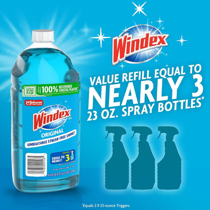 Windex 윈덱스 유리 세정제 리필 - 오리지널 - 2011mL (68 fl oz)