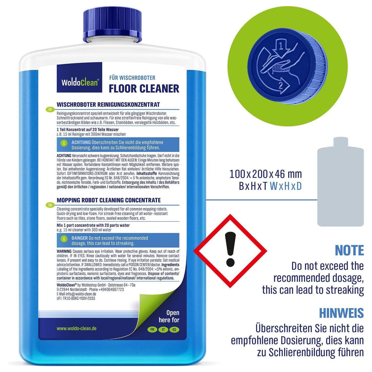 WoldoClean 월도클린 로봇 물걸레 전용 세정액 - 739mL (25 fl oz)