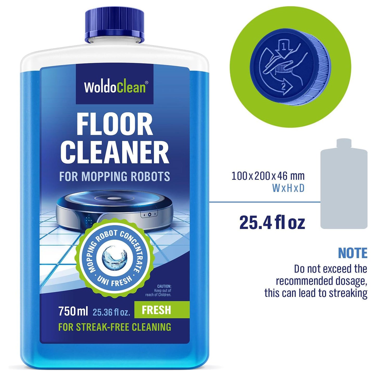 WoldoClean 월도클린 로봇 물걸레 전용 세정액 - 739mL (25 fl oz)