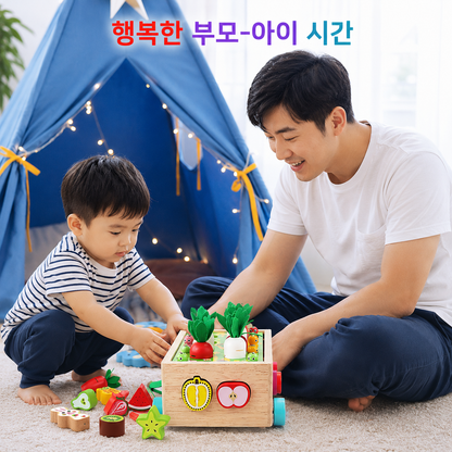 원목 몬테소리 교구 세트 — 모양 분류·쌓기·짝 맞추기 (1-3세)
