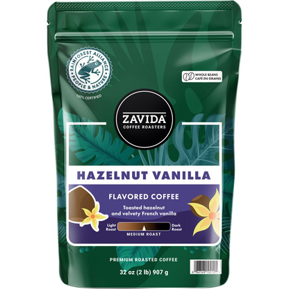 Zavida Hazelnut Vanilla Medium Roast Whole Bean Coffee - 32 oz (907g)