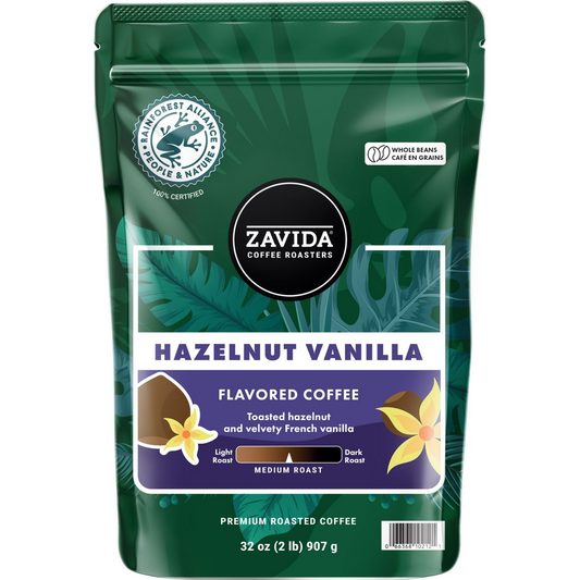 Zavida 자비다 헤이즐넛 바닐라 미디엄 로스트 홀빈 원두 - 32 oz (907g)