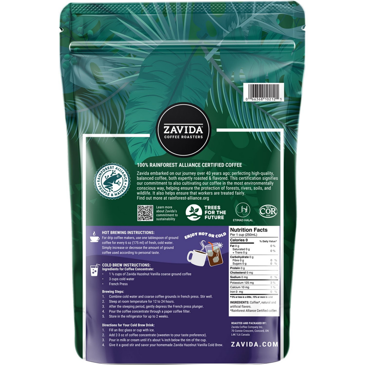Zavida Hazelnut Vanilla Medium Roast Whole Bean Coffee - 32 oz (907g)