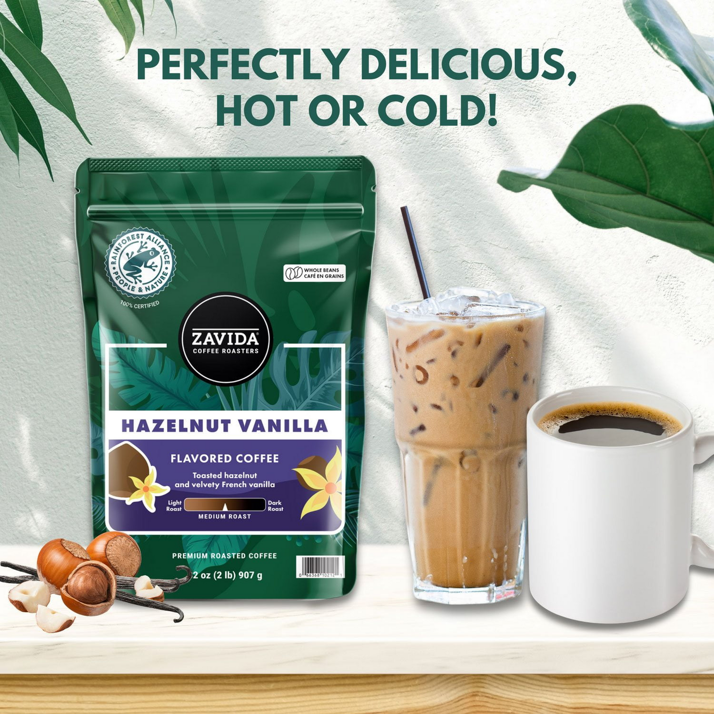 Zavida Hazelnut Vanilla Medium Roast Whole Bean Coffee - 32 oz (907g)